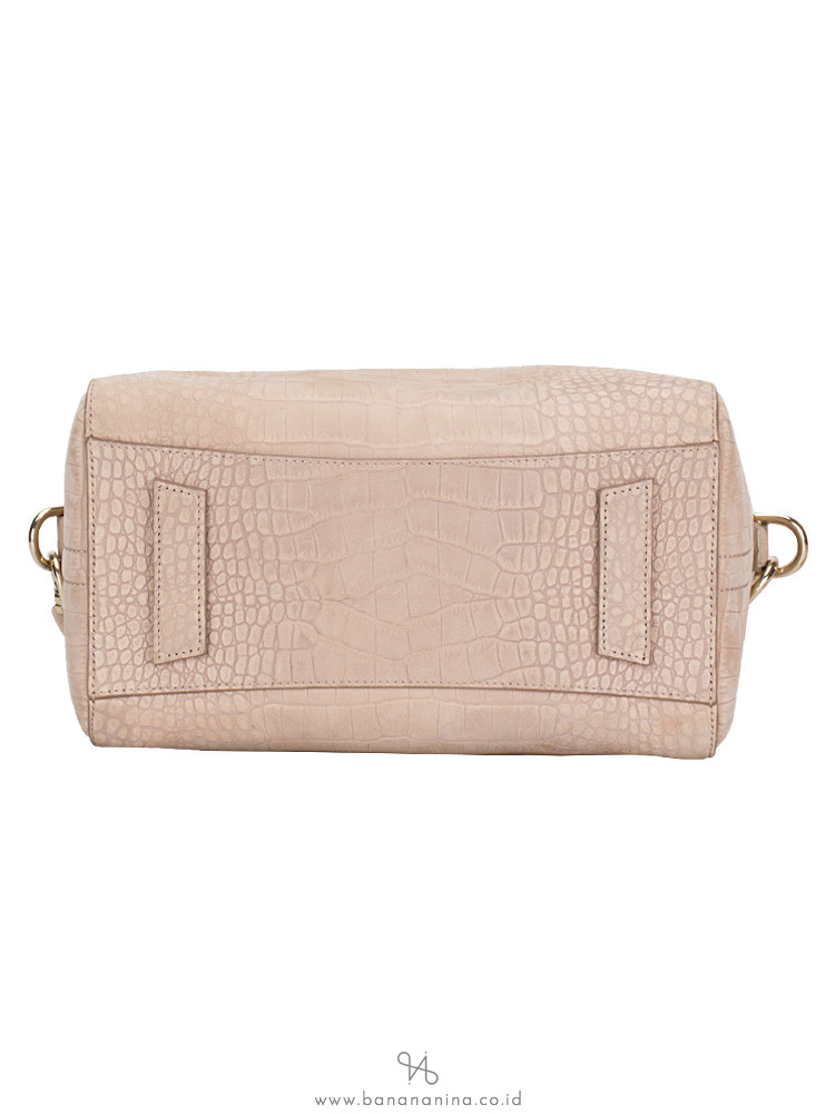 GIVENCHY Suede Croc Stamped Small Antigona Beige