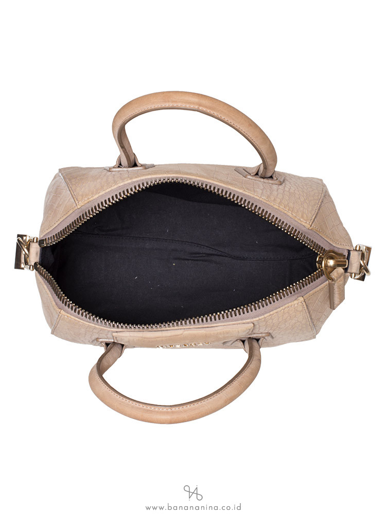 GIVENCHY Suede Croc Stamped Small Antigona Beige