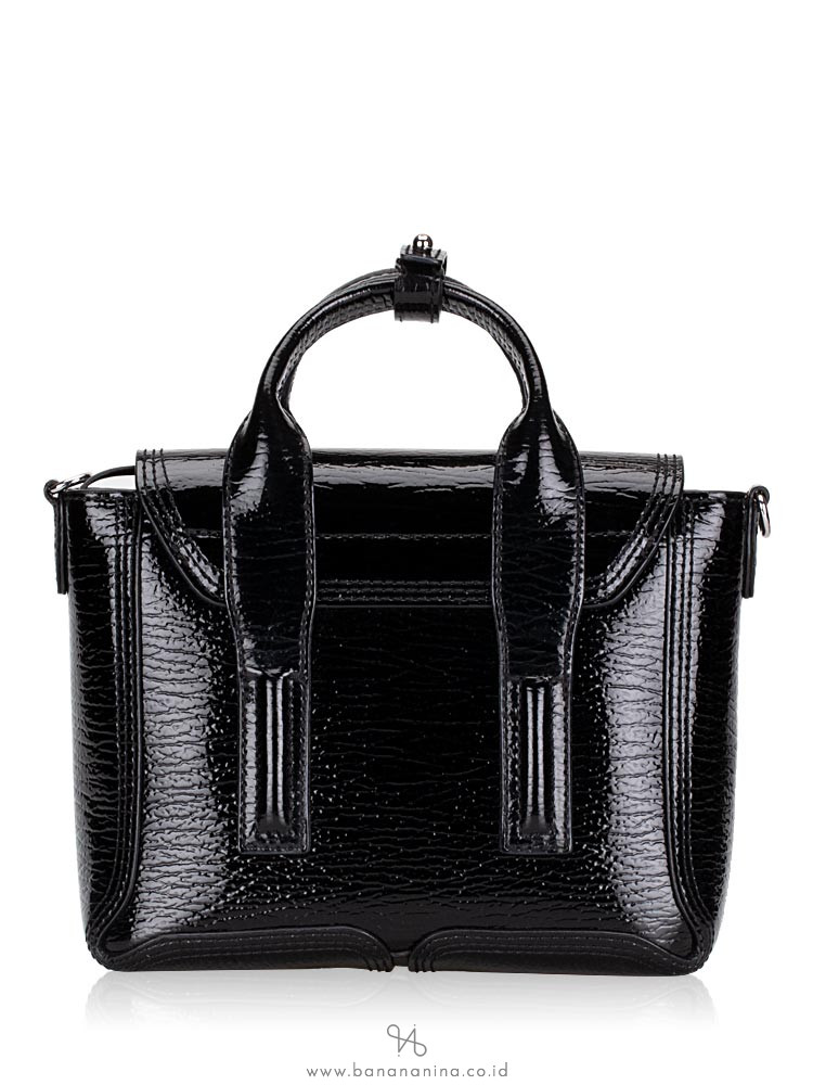 PHILLIP LIM Patent Leather Mini Pashli Black Silver