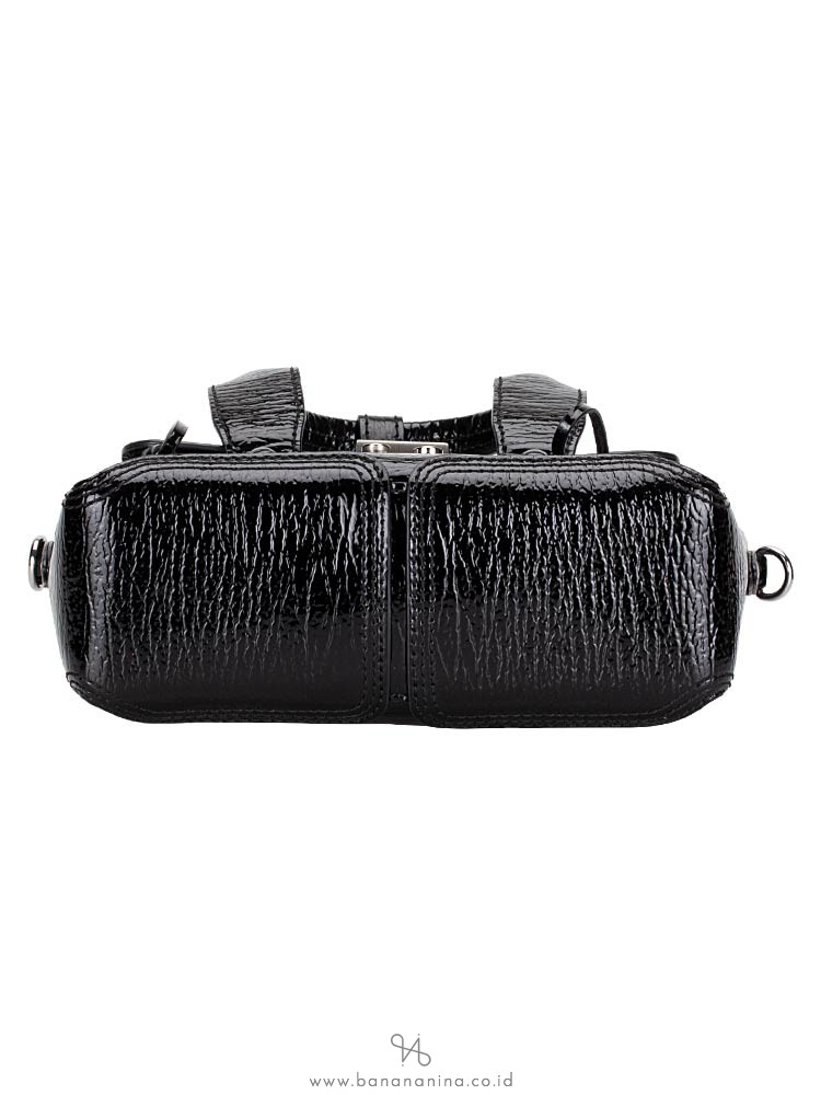 PHILLIP LIM Patent Leather Mini Pashli Black Silver