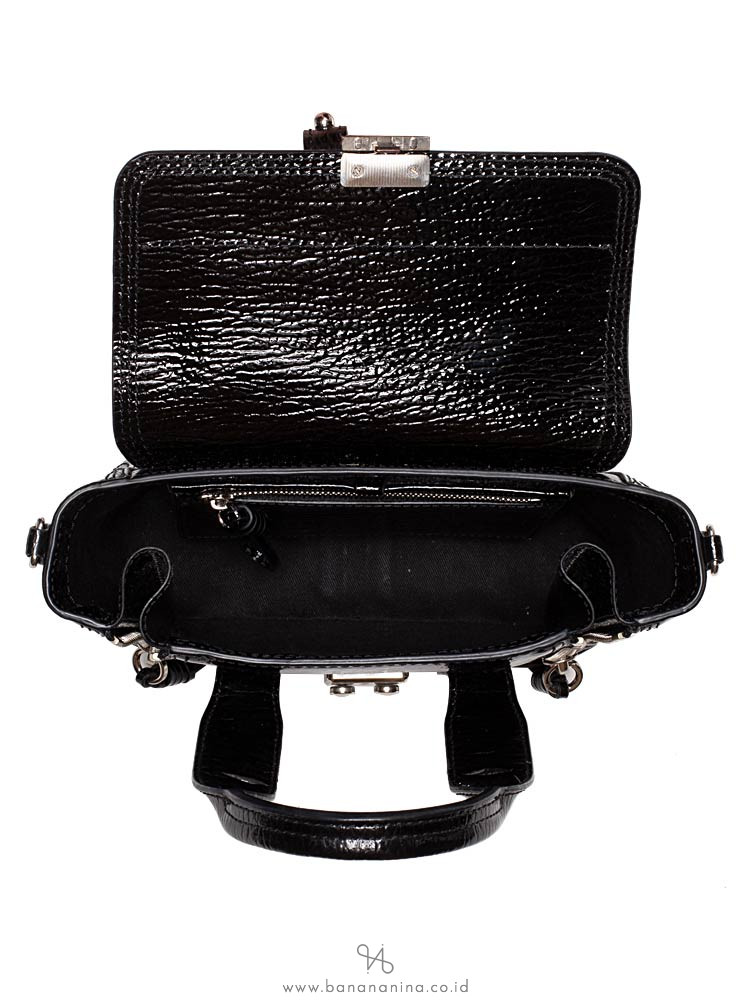 PHILLIP LIM Patent Leather Mini Pashli Black Silver