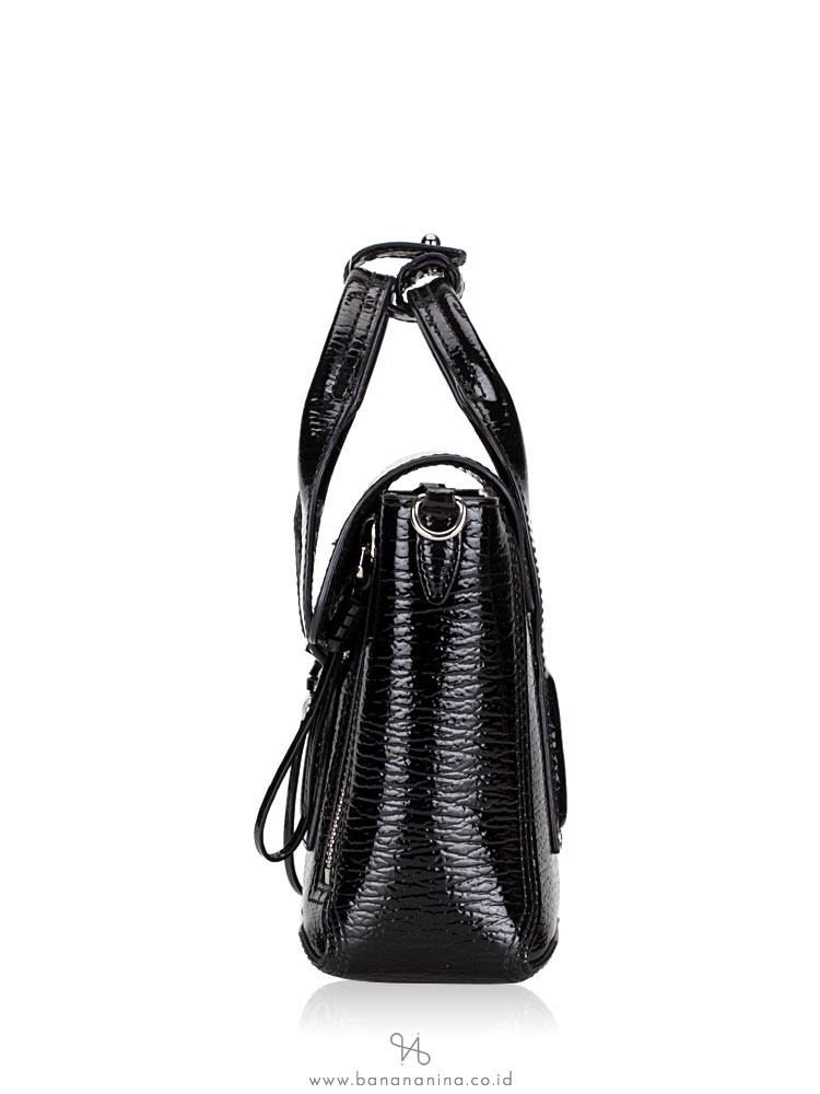 PHILLIP LIM Patent Leather Mini Pashli Black Silver