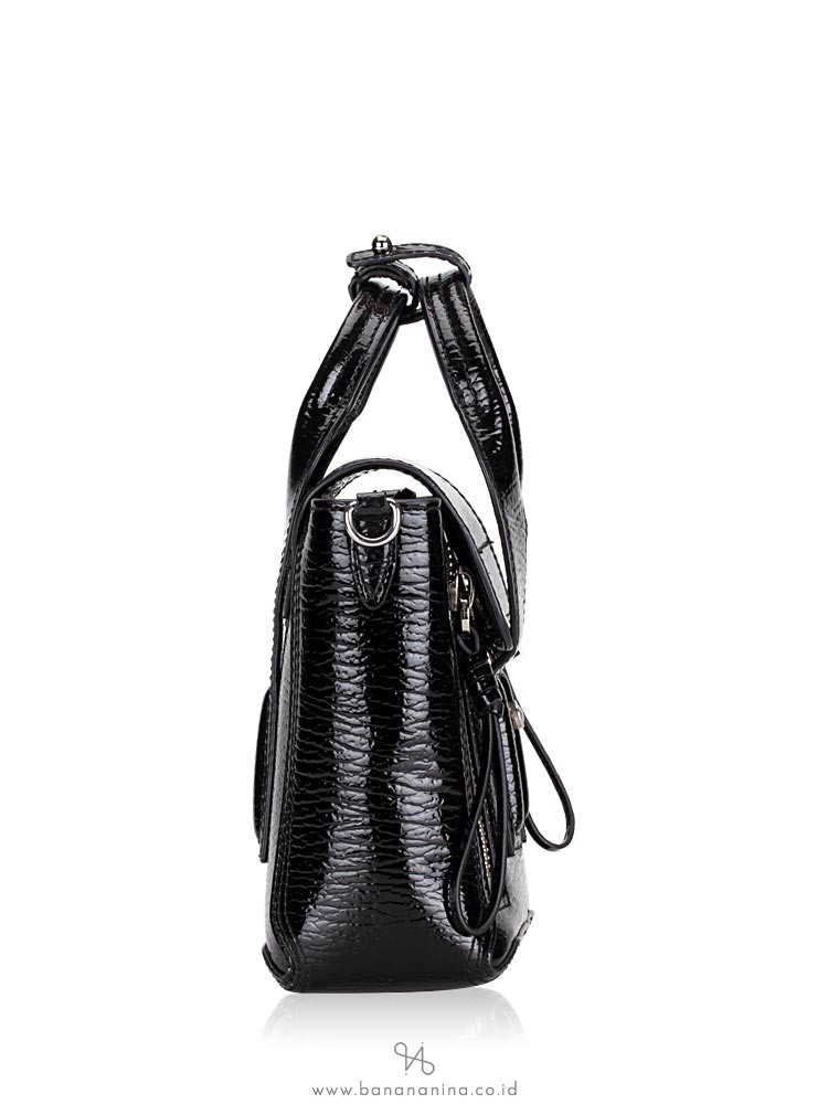 PHILLIP LIM Patent Leather Mini Pashli Black Silver
