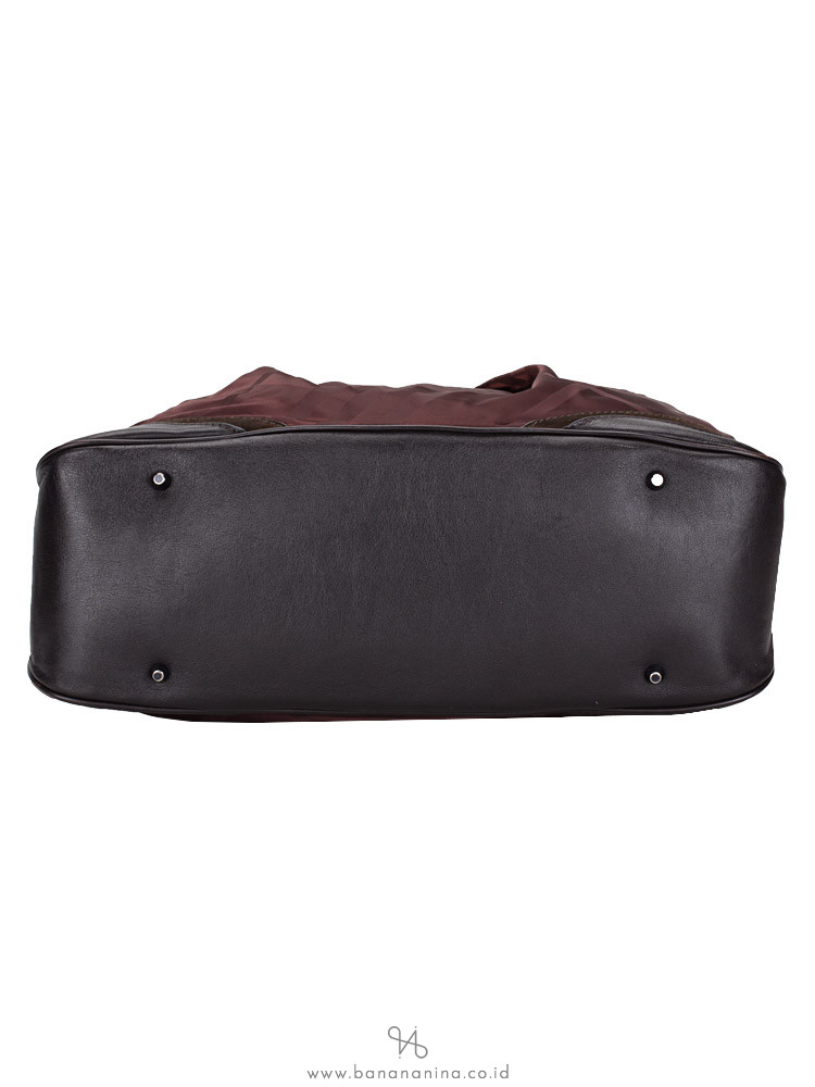 BURBERRY Nylon House Check Large Satchel Burgundy