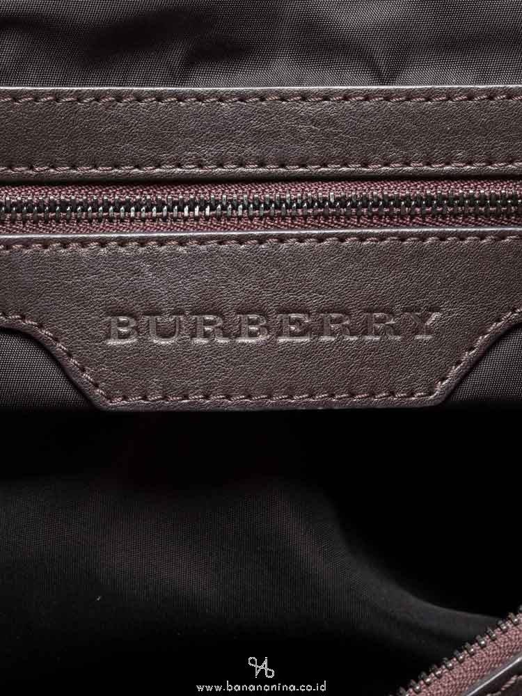 BURBERRY Nylon House Check Large Satchel Burgundy