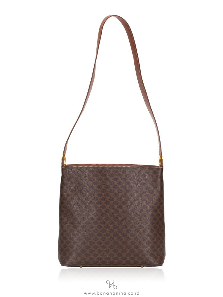 CELINE Vintage Macadam Shoulder Bag Brown