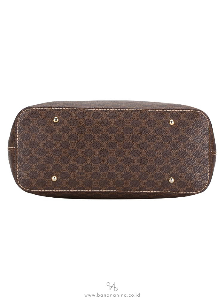 CELINE Vintage Macadam Shoulder Bag Brown