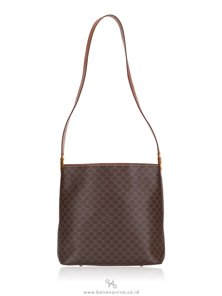 CELINE Vintage Macadam Shoulder Bag Brown