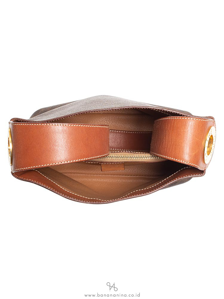 CELINE Vintage Macadam Shoulder Bag Brown