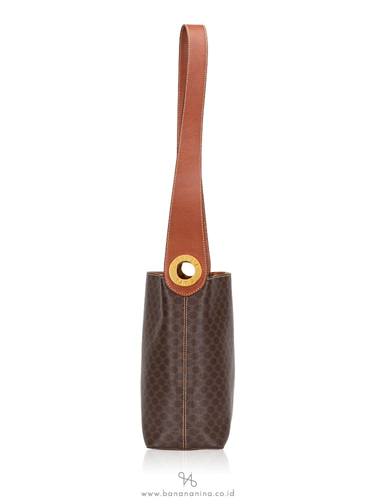 CELINE Vintage Macadam Shoulder Bag Brown