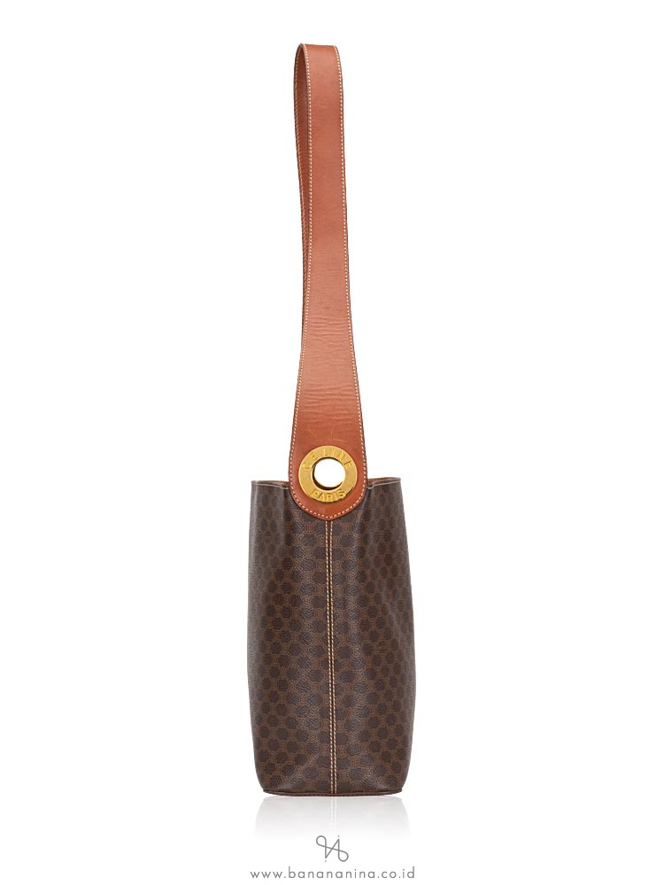 CELINE Vintage Macadam Shoulder Bag Brown