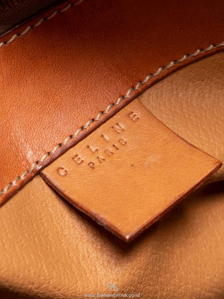 CELINE Vintage Macadam Shoulder Bag Brown