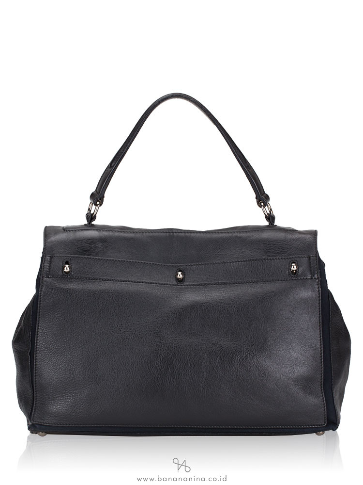 YSL Calfskin Canvas Large Muse Two Black