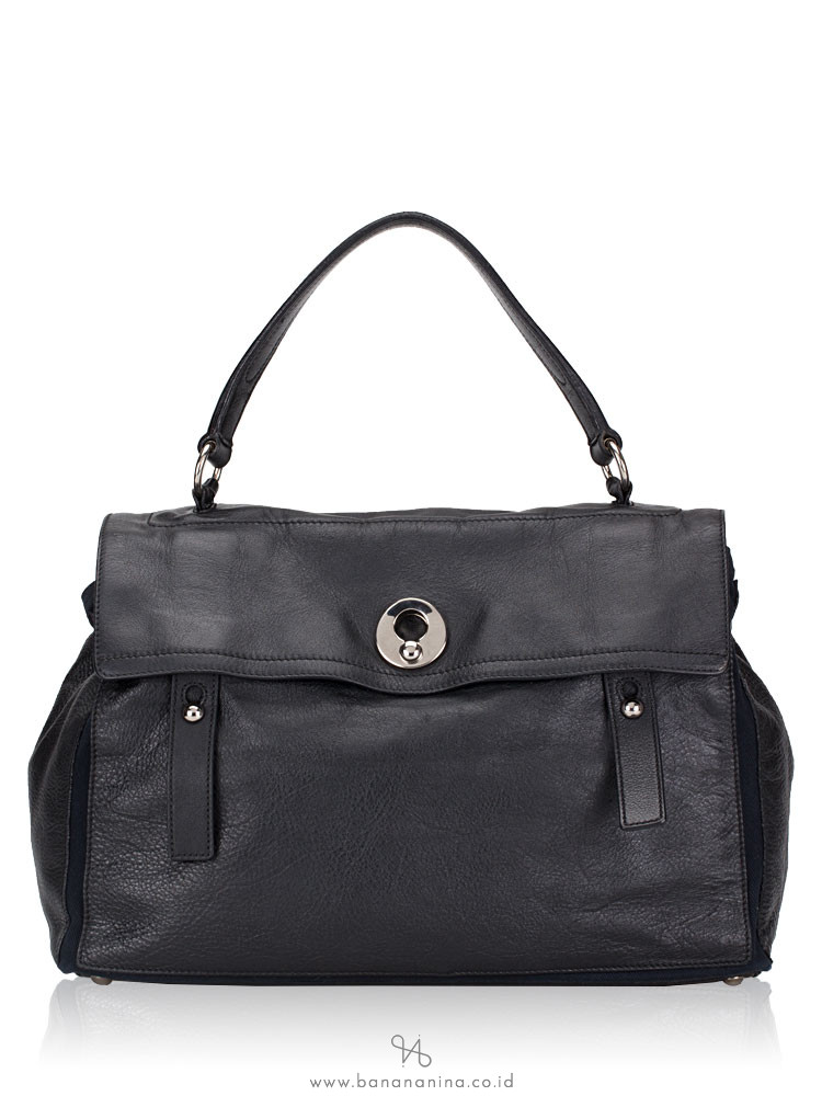 YSL Calfskin Canvas Large Muse Two Black