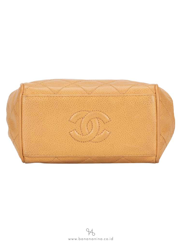 CHANEL Vintage Caviar Mini Timeless Shoulder Bag Beige