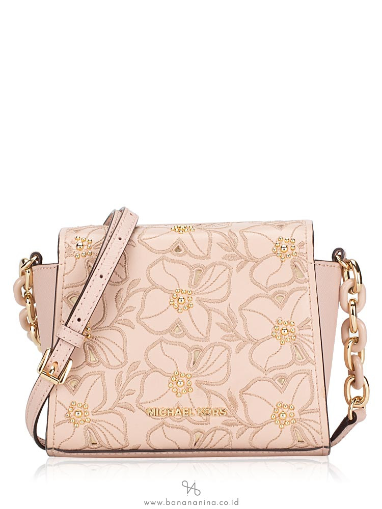 MICHAEL KORS Sofia Flower Embroidered Stud Small Crossbody Ballet