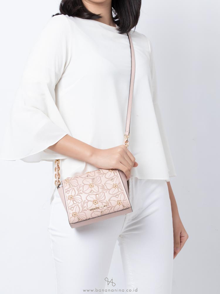 MICHAEL KORS Sofia Flower Embroidered Stud Small Crossbody Ballet