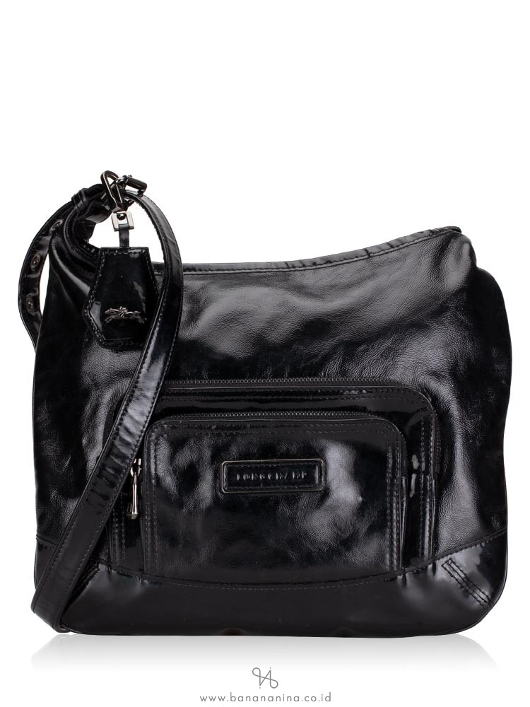 LONGCHAMP Patent Leather Legende Verni Crossbody Black