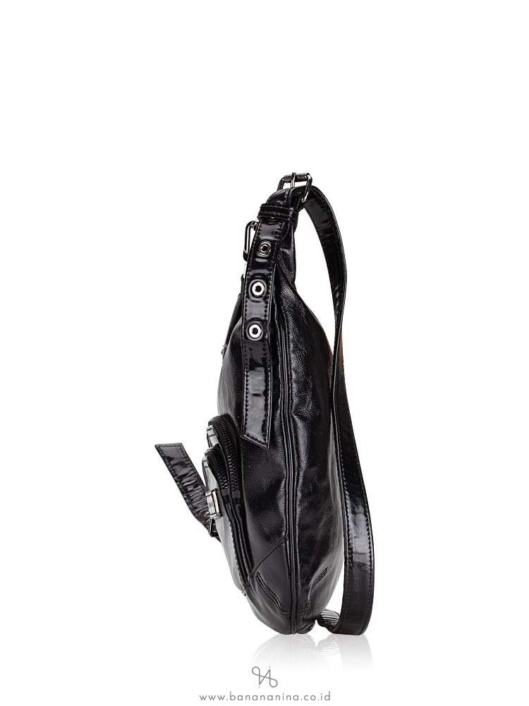 LONGCHAMP Patent Leather Legende Verni Crossbody Black