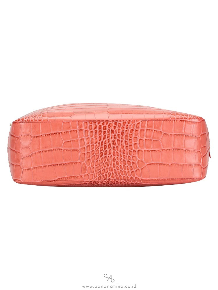 LONGCHAMP Roseau Croco Medium Pink