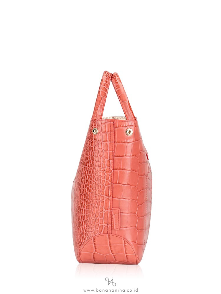 LONGCHAMP Roseau Croco Medium Pink