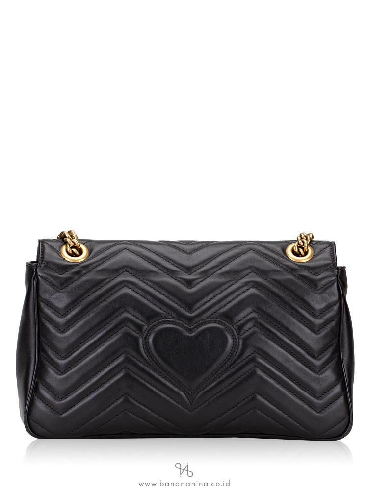 GUCCI GG Marmont Matelasse Medium Flap Bag Black