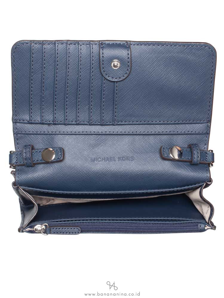 MICHAEL KORS Jet Set Medium Multifunction Phone Crossbody Navy