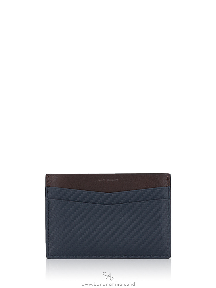 DUNHILL Men Chassis Leather Simple Card Case Navy Multi