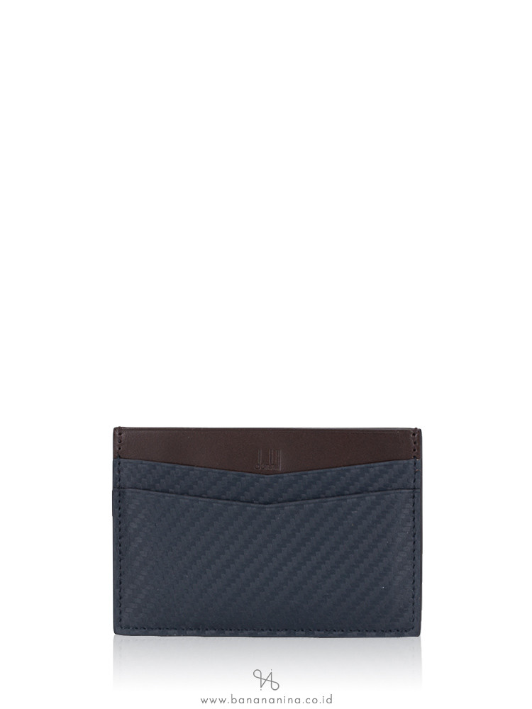 DUNHILL Men Chassis Leather Simple Card Case Navy Multi