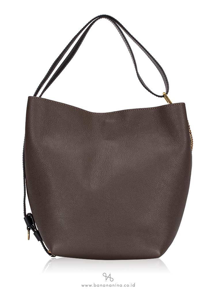 GIVENCHY Grained Leather GV Bucket Bag Heather Grey