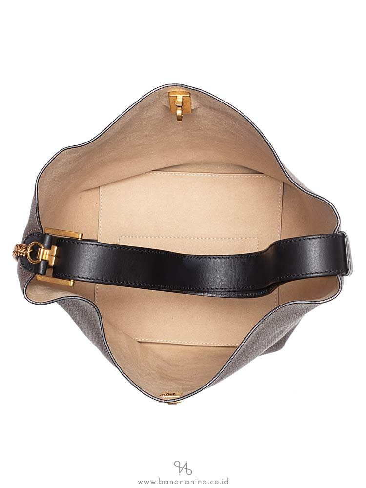 GIVENCHY Grained Leather GV Bucket Bag Heather Grey