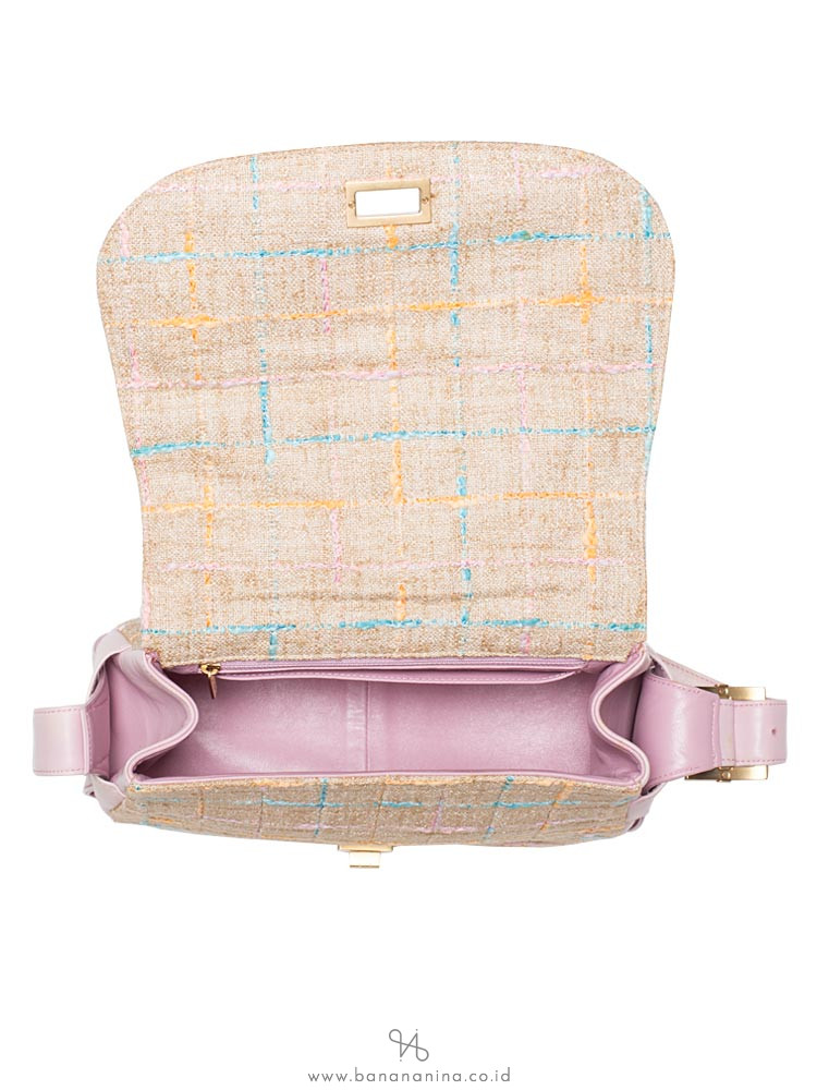 CHANEL Tweed Mademoiselle Turnlock Crossbody Pink