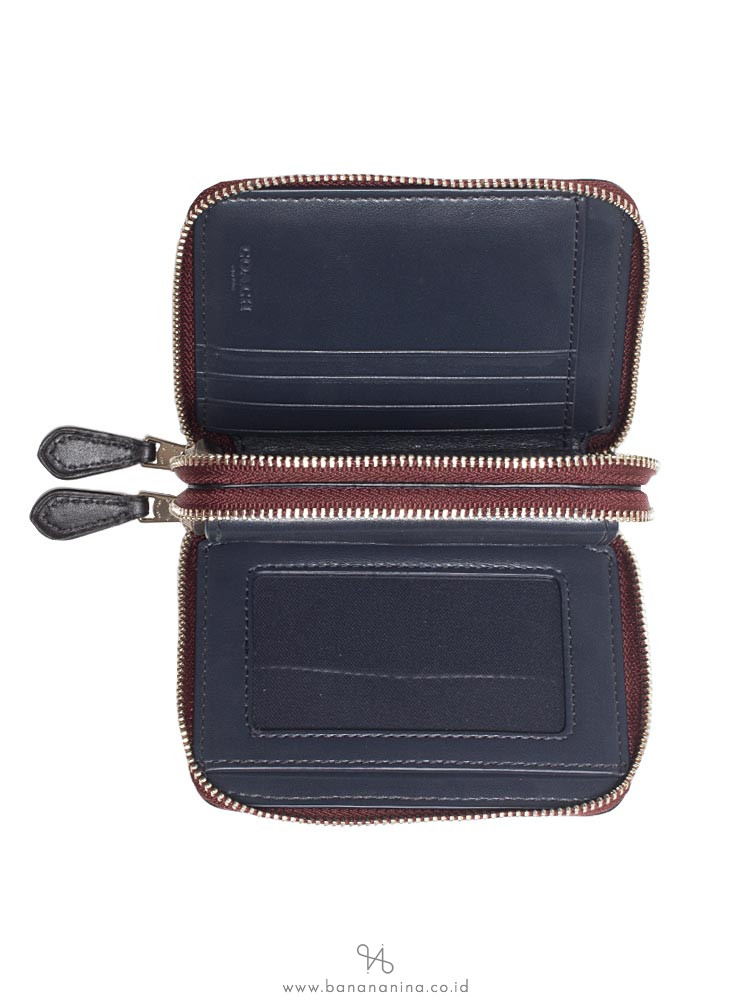 COACH 91618 Signature Blocked Small Double Zip Wallet Chalk Multi