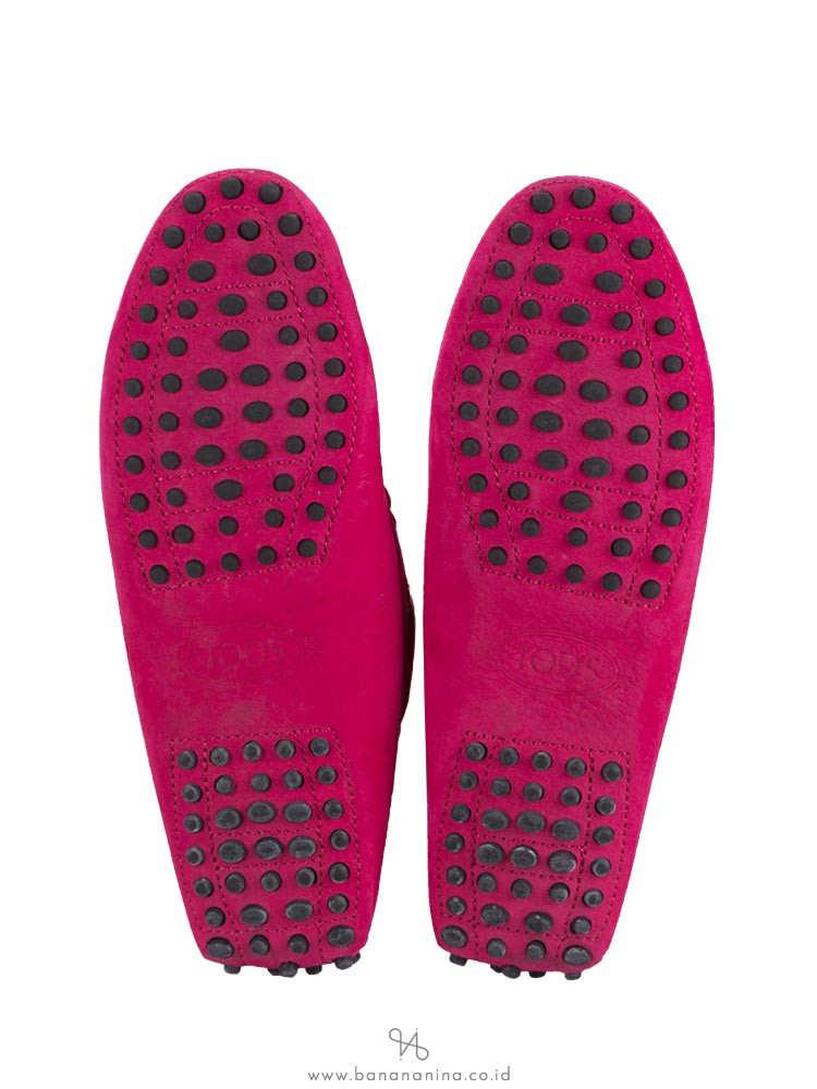 TOD'S Gommino Leather Driver Fuschia Sz 36