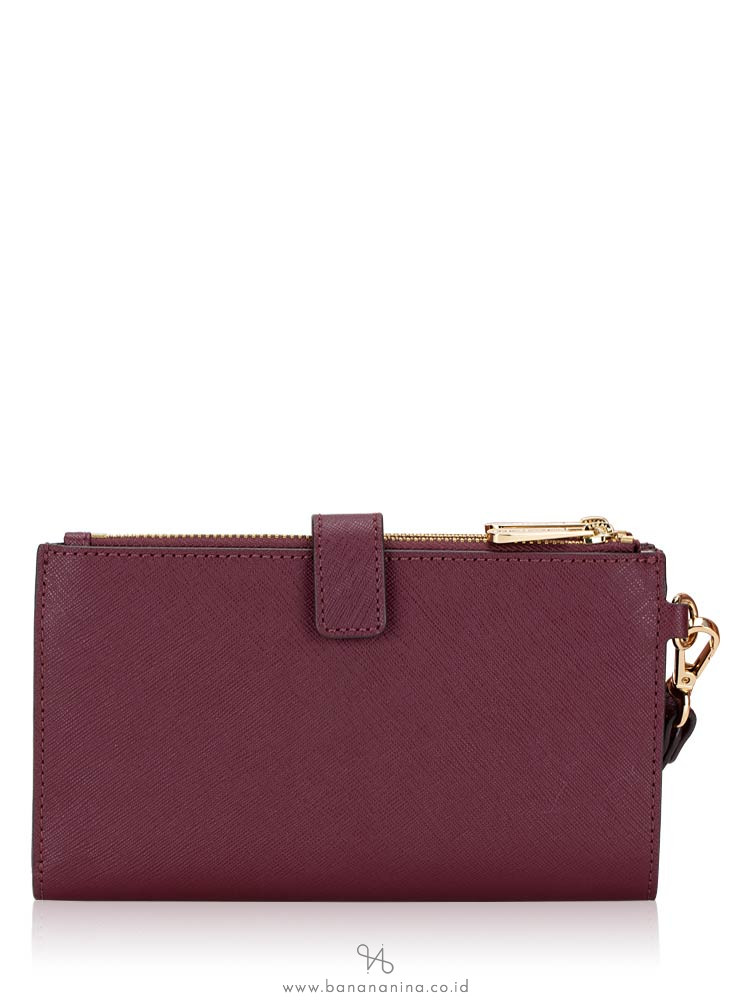 MICHAEL KORS Jet Set Travel Double Zip Wristlet Merlot