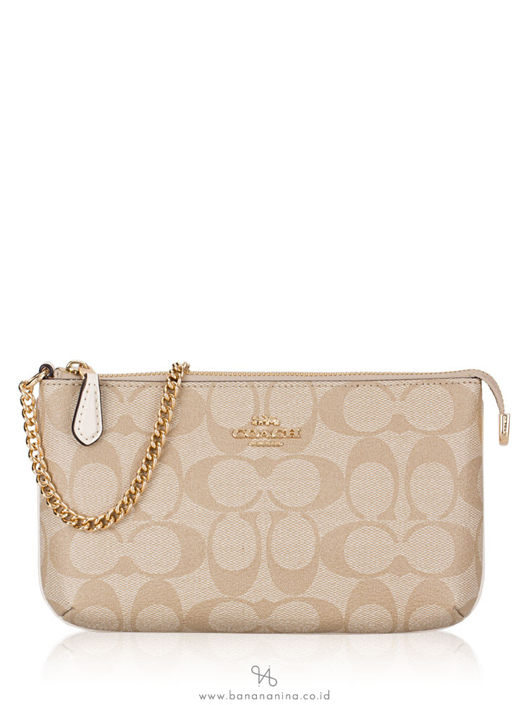 COACH 88035 Signature Wristlet Chain Light Khaki Chalk
