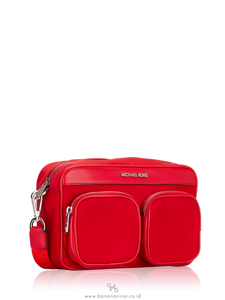 MICHAEL KORS Hanover Nylon Large East West Crossbody Bright Red