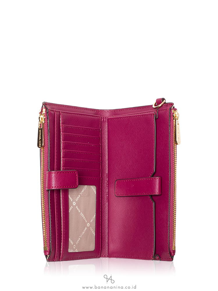 MICHAEL KORS Jet Set Travel Double Zip Wristlet Magenta