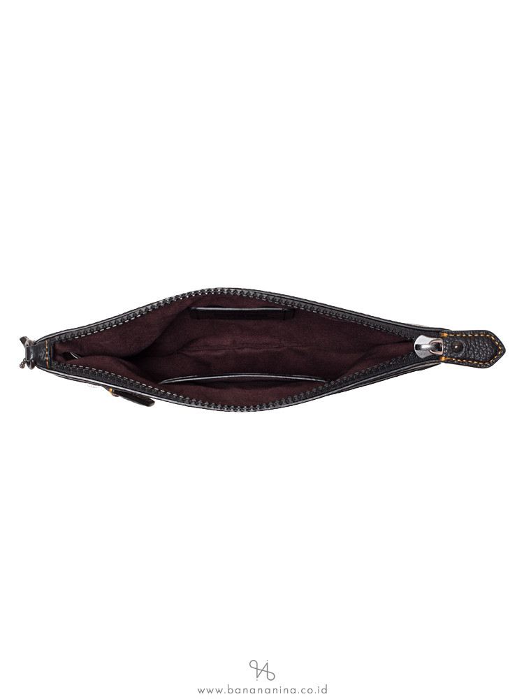 COACH 86097 Horse Carriage Planet L Zip Wristlet Brown Black