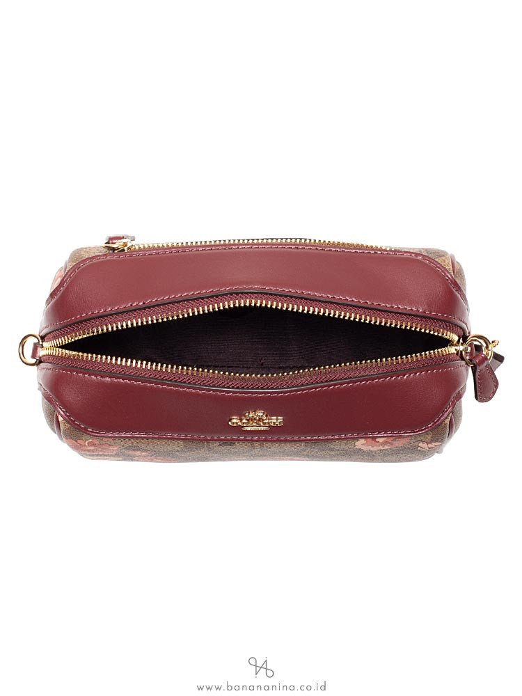 COACH 3056 Signature Prairie Daisy Bennett Crossbody Khaki Coral Multi