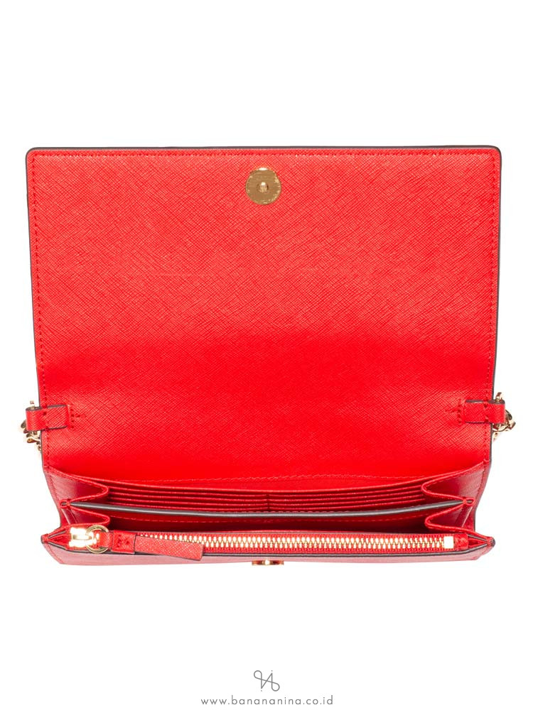 TORY BURCH Robinson Chain Wallet Brilliant Red