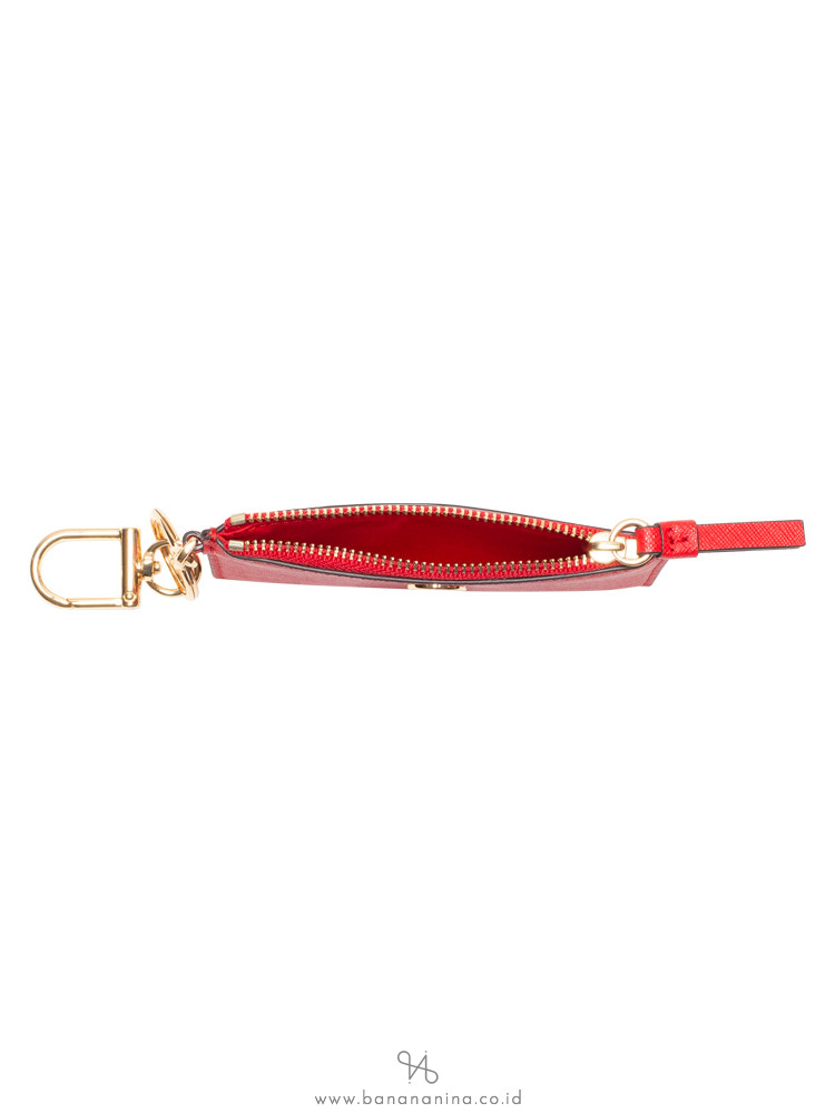 TORY BURCH Robinson Key Ring Card Case Brilliant Red
