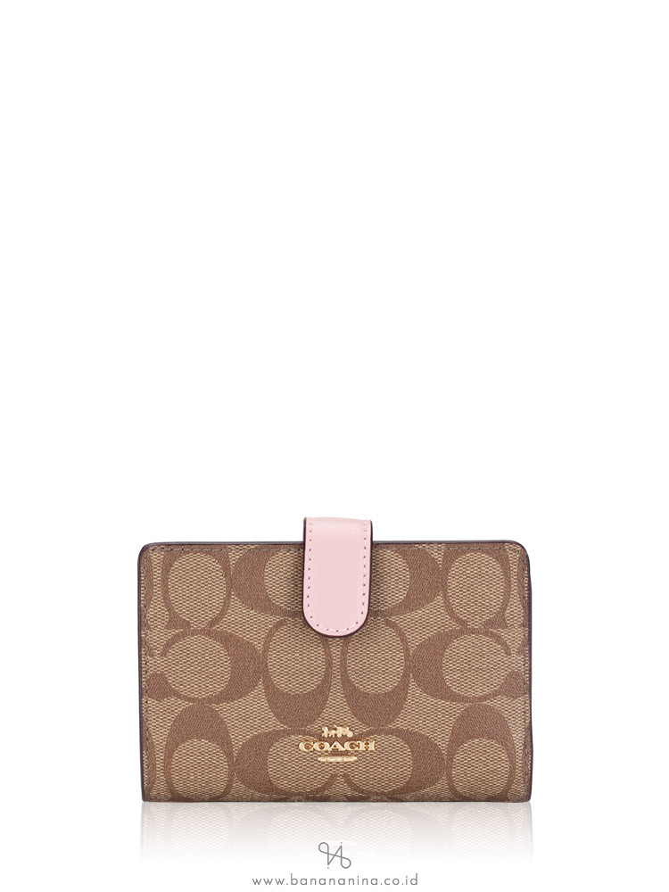 COACH 23553 Signature Medium Wallet Khaki Blossom