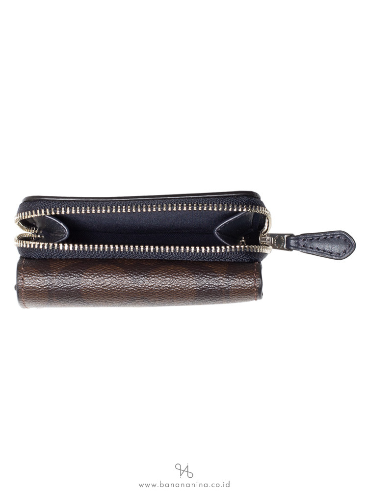 COACH 78081 Blocked Signature Small Trifold Wallet Brown Midnight