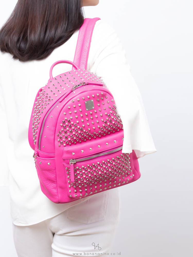 MCM Special Stark Swarovski Small Backpack Pink