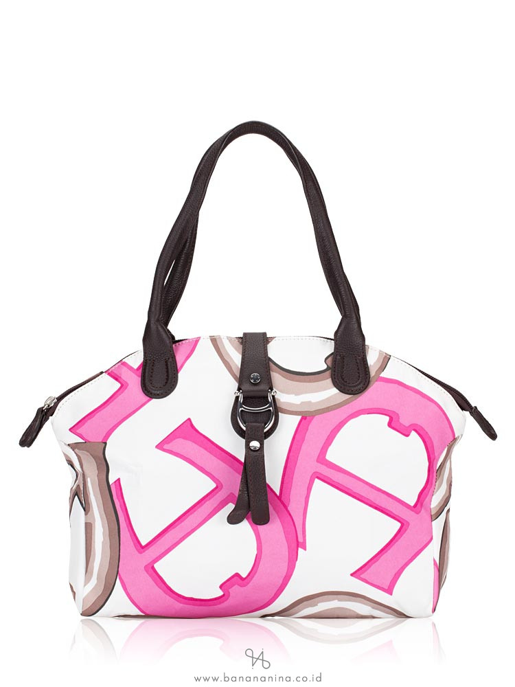 AIGNER Piccolina Signature Nylon Tote Pink White