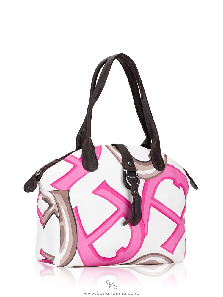 AIGNER Piccolina Signature Nylon Tote Pink White