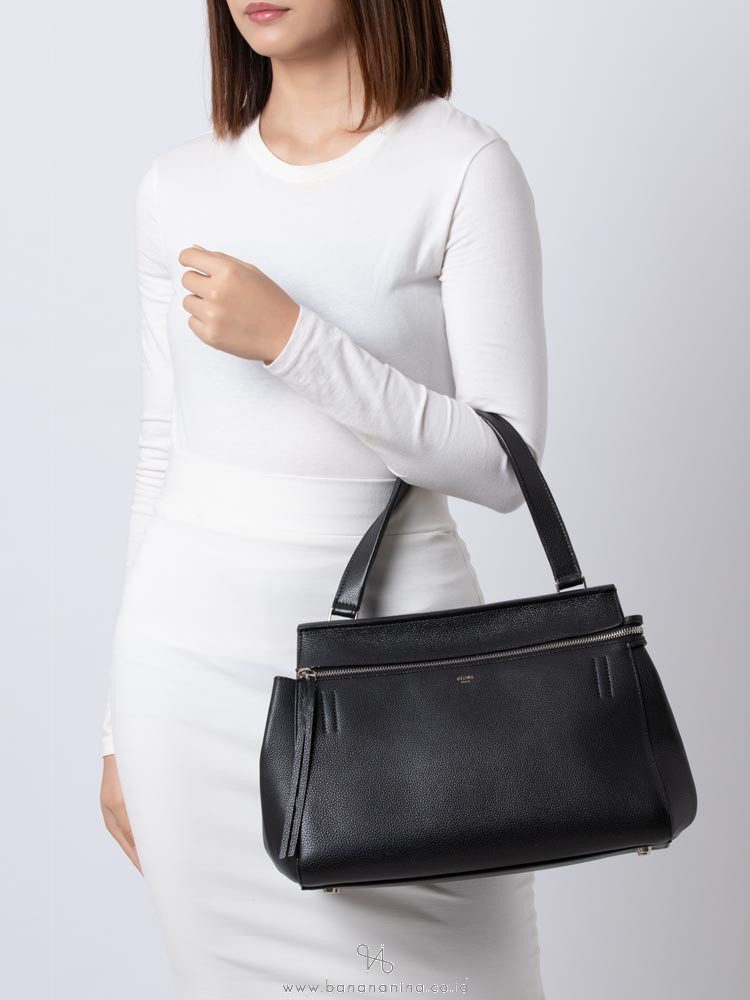 CELINE Grained Leather Medium Edge Black