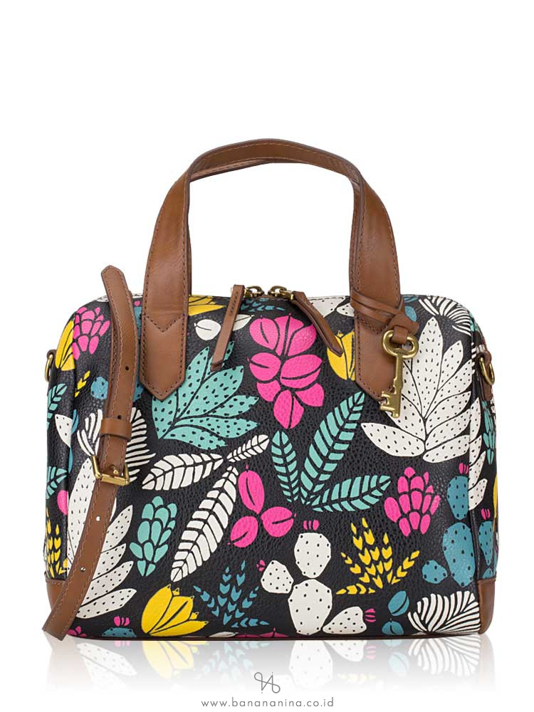 FOSSIL SHB2455992 Fiona Leather Satchel Dark Floral