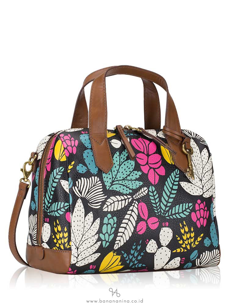 FOSSIL SHB2455992 Fiona Leather Satchel Dark Floral